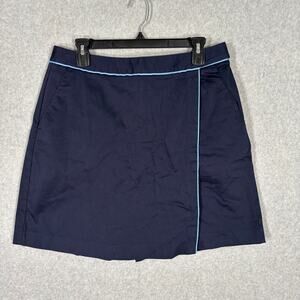 Liz Golf Skort 12 Navy Wrap Shorts Skirt Mini Cotton Sailor Pickleball 7" Inseam